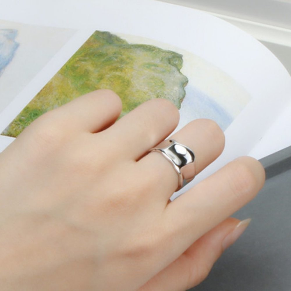 NEW 925 Sterling Silver Open Wave Adjustable Ring - Picture 3 of 8